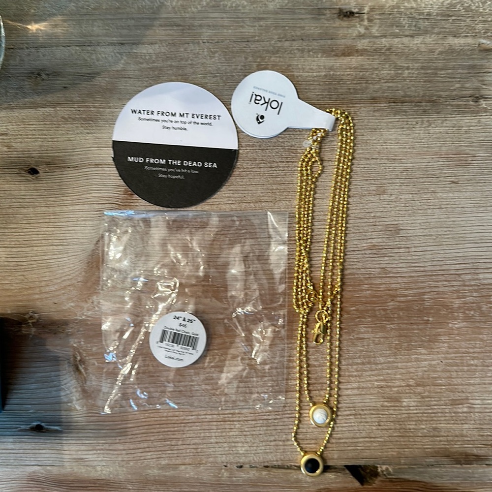 NWT Lokai, gold, double ball chain, necklace.